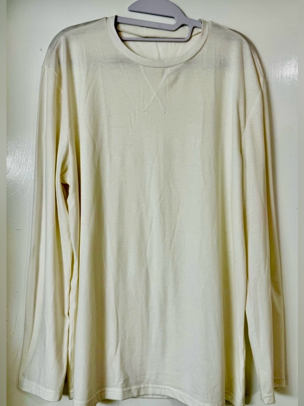 Lightweight Ivory Long Sleeve Crewneck Shirt Men’s XL - NWOT - Picture 2 of 7
